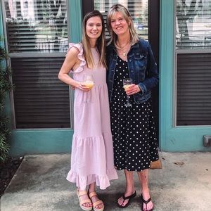 Long lavender ruffle dress